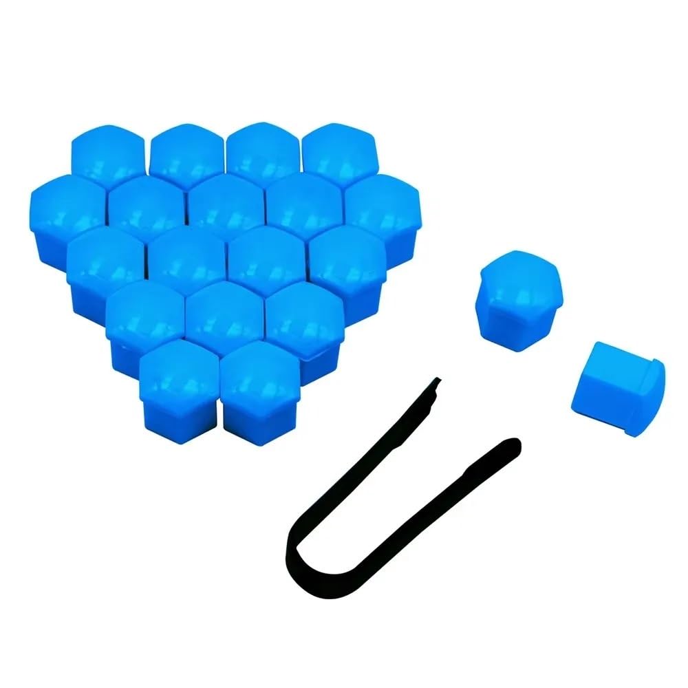 LOCKLGFMCZ 20Pcs Car Decoration Auto Anti-Rust Hub Screw Cover Rust Protection Automobile Wheel Nut 17 19 21mm Exterior Accessories(Blu,17mm)
