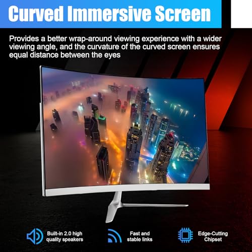 Image of All-in-One Desktop Computer PC, 24 inch FHD Curved Display Monitor I7 Quad-Core Desktop, 16G Ram 512G SSD, WiFi Bluetooth for Home Business Office Gaming