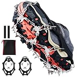 Grödel für Bergschuhe mit 26 Edelstahl Zähne,Steigeisen für Wanderschuhe, Verdickte Anti-Rutsch Spikes für Schuhe Winte, Mann Frau Erwachsene Kinder Fit für Wandern Trail Running Eisfischen