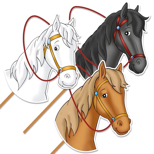 Papierdrachen Bibi & Tina Papier-Steckenpferde Set - 3 Stück - 31x22cm -...