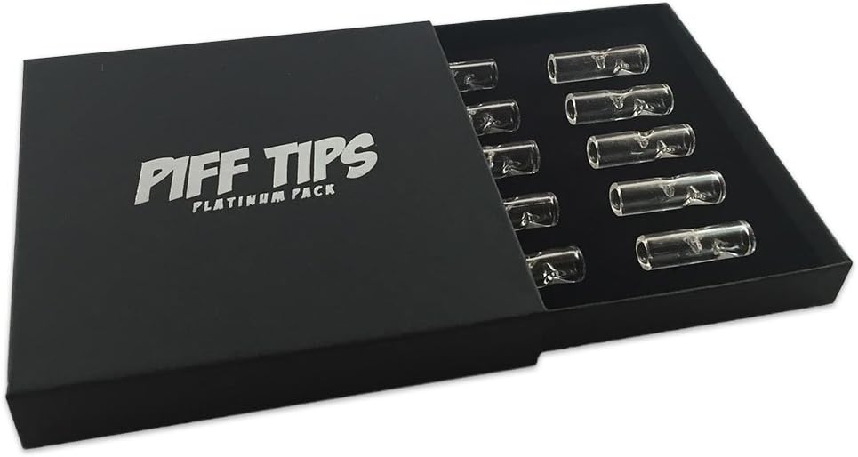 Piff Tips - Platinum Pack: Handmade Glass Roach Tips [(Gift Pack) 10 Tips + Cleaning Brushes]