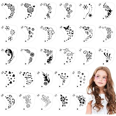 SRIZIAN 28 Reusable Face Paint Stencils Cover