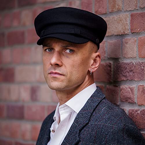 Sterkowski "Maciejówka Model 2" Fisherman Style Fiddler Cap | Wool Fiddler Cap For Men And Women | Drivers Cap Newsboy Hats For Women Captain Hat Wool Newsboy Hats For Men Mens Fancy Hats 56 Cm Black #TOP3