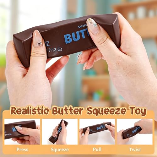 Image of Big Butter Squishy, 4 Oz Large & Mini Butter Stick Squishy, Giant Realistic Bread, Slow Rising Stress Relief Fidget Toy, Soft Squeeze Ball, Party Favor Gift, Jumbo Squeezy Cheese(Black)