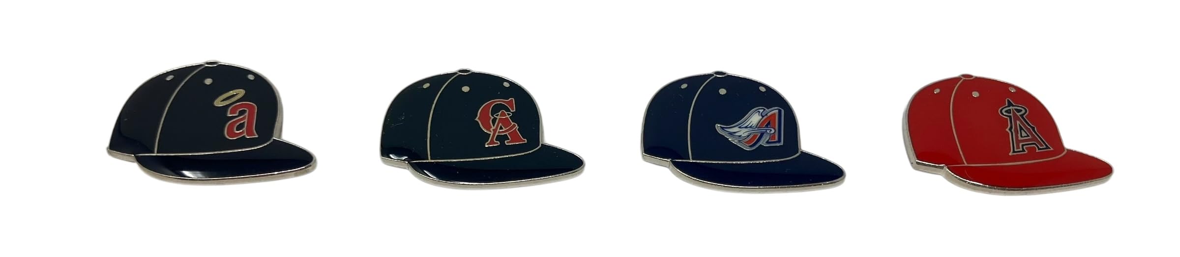 MLB Los Angeles Angels Sports Team Logo 4 Pin Set Franchise Timeline Collectible Throwback