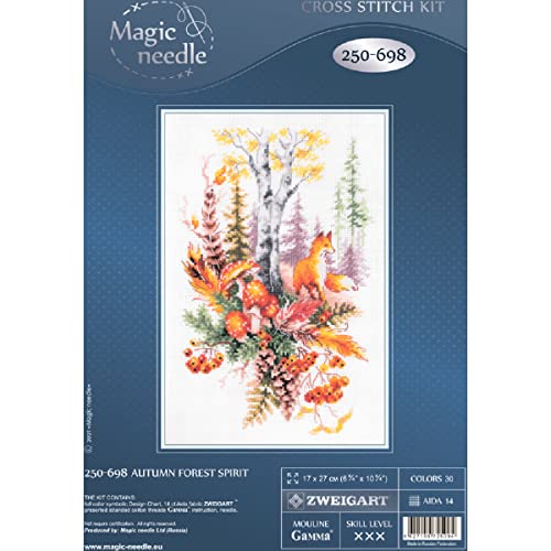 Kit de punto de cruz para decorar tu salón con diseño de bosque multicolor 2