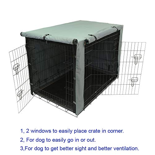 TOPEIUS Dog Crate Cover Cage Cover for 48inch Double Door Wire Crate, Durable Waterproof Pet Kennel Covers with Mesh… - Image 2
