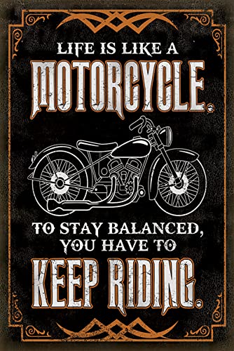 “Life Is Like a Bike” Metallic Wall Artwork Classic Signal -8 x 12 Inch Humorous Rustic Storage Signal for Bar, Man Cave, Store – Retro Biker Tin Signal -Nice Present for Dwelling, Outside Decor, Mechanic Equipment!