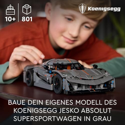 LEGO Technic Koenigsegg Jesko Absolut Supersportwagen in Grau, Bauspielzeug für Jungen und Mädchen, Spielzeugauto für Kinder, Geschenk für Autofans, Dekoration für das Kinderzimmer 42173