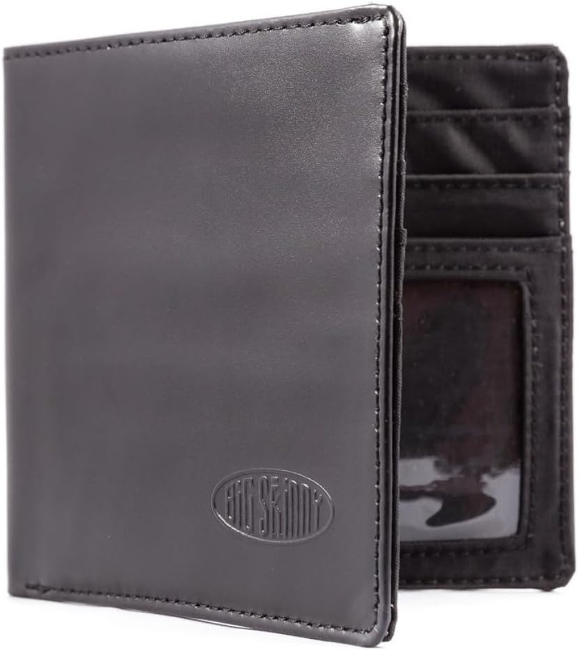 Men's RFID Blocking World Leather Bi-Fold Slim Wallet, Holds Up to 25 Cards, Black