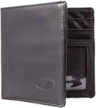 Big Skinny Mens World Leather Bi-Fold Slim Wallet with Zippered Pocket, Holds Up to 35 Cards