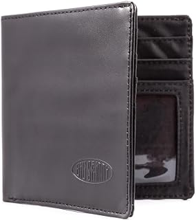 Big Skinny Men's RFID Blocking World Leather Bi-Fold Slim Wallet with Zippered Pocket, Holds Up to 25 Cards, Black