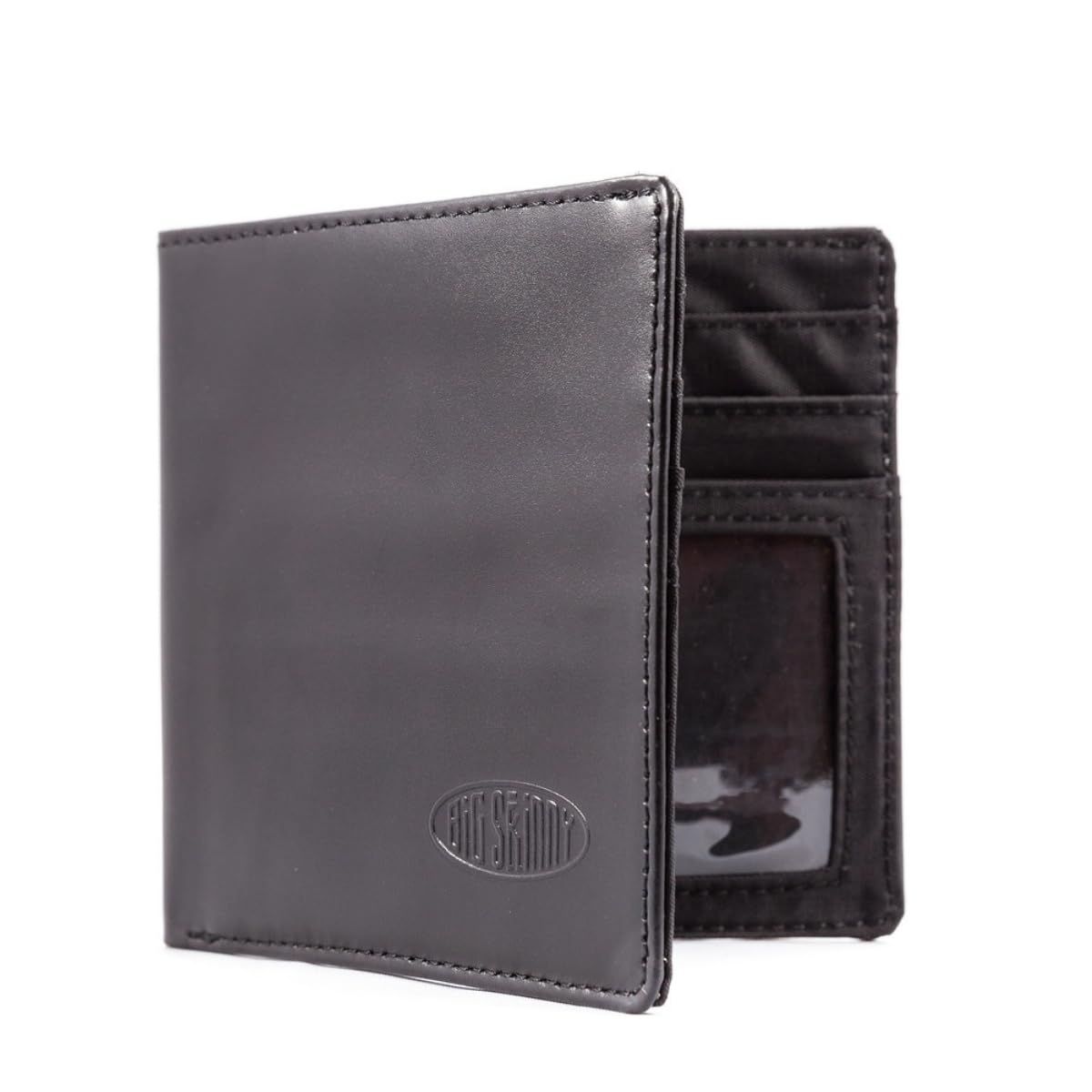 Big Skinny Men's RFID Blocking World Leather Bi-Fold Slim Wallet, Holds Up to 25 Cards, Black