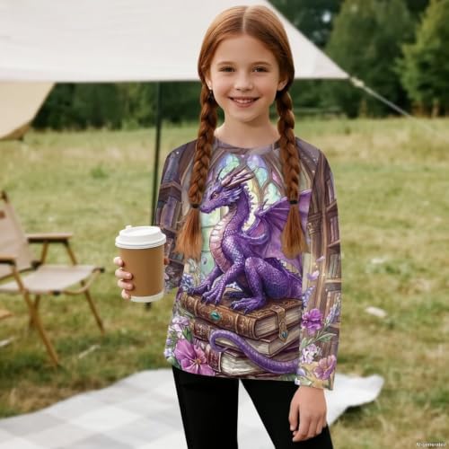 Image of WELLFLYHOM Long Sleeve T-Shirt for Boys Girls 3-16 Years Old Tee Tops Crewneck Pullover Shirts Fall Outfits