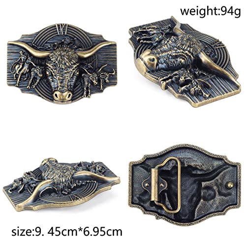 Men's Leisure Belt,Bull Head Embossed Leather Alloy Buckle Head Decoration Belt Fashionable and Versatile,Black,95CM/37.4''4