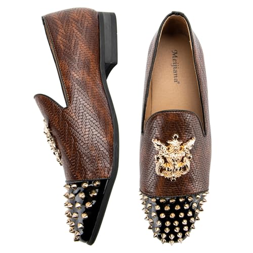 Image of Meijiana Mens Velvet Loafers Dress Shoes with Metal Embellishments Party Luxury Loafer Shoes
