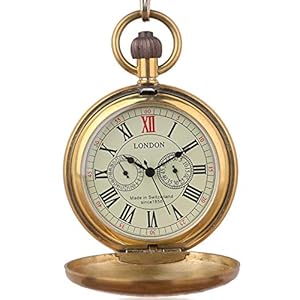 Vintage Copper Train London Design Hand Winding Mechanical Pocket Watch Mens Watches