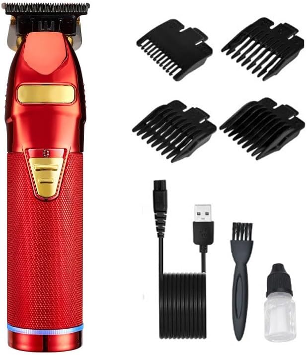Pro Hair Electric Professional Trimmer for Men Rechargeable Shaver Barber Cutting Machine T Styling(Red)