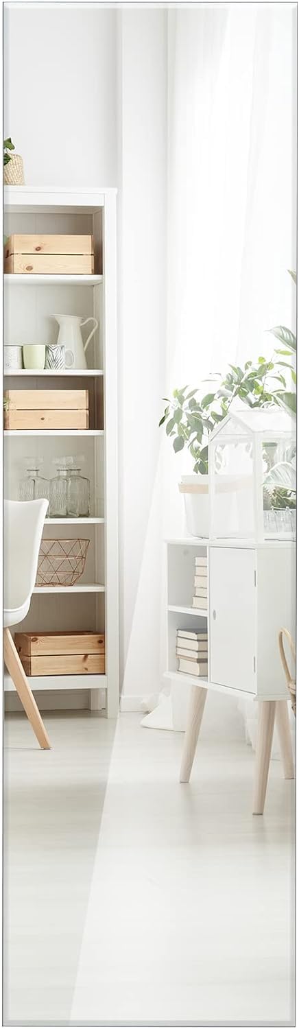 GOPLUS Espejo de Pared Cuerpo Entero 110 cm x 38 cm, Espejo de Longitud Completa sin Marco, Espejo Rectangular Grande, Estilo Moderno, para Salón Dormitorio Baño Vestidor, con Accesorios de Montaje