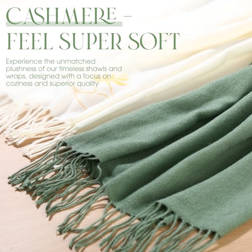 Hercicy 5 Pcs Bridesmaid Gifts Bride Pashmina Shawls and Wraps White Scarf Matcha Green Shawls for Wedding Proposal Bridal Party Accessories4