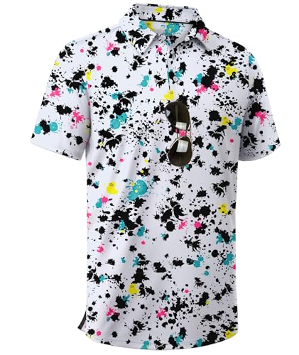 Image of ZITY Men's Golf Shirts Short Sleeve Print Patterns Casual Collared Polo