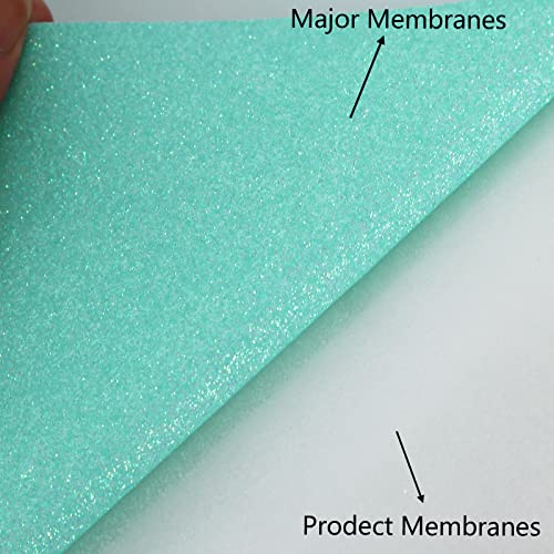 Image of FUNKAKA Glitter Fluorescent Cyan HTV Heat Transfer Vinyl Rolls, 12 inch x 10ft PU Iron on Vinyl for T-Shirts, Glitter HTV Vinyl for All Cutter Machines Easy to Cut & Weed for DIY Design