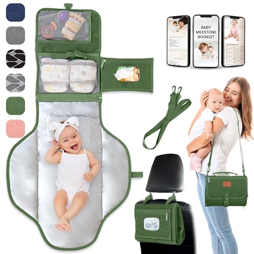 Image of Portable Changing Pad for Baby, Travel Diaper Changing Pad for Newborn, Large Waterproof Baby Changing Mat, Foldable & Detachable Diaper Changing Station with Baby Wipes Pockets, Baby Stuff by Pillani