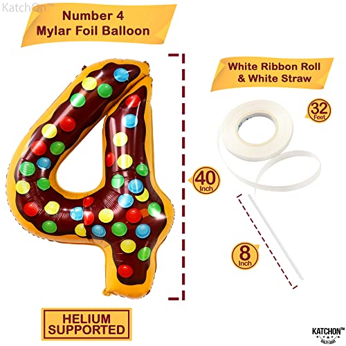 Image of KatchOn Number 4 Balloon 40 Inch, 4 Birthday Decorations | Donut, 4 Balloon Number for 4th Anniversary Decorations, Donut Birthday Party Decoration