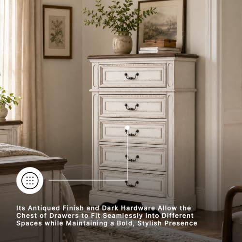 Image of Signature Design by Ashley Realyn Tall Chest of Drawers, White Dresser