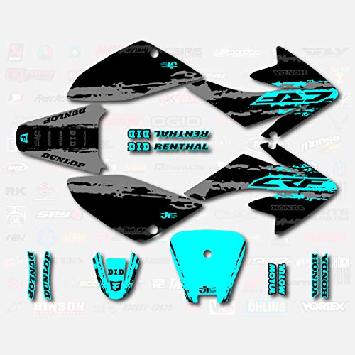 Boston Decal Works Grey Cyan Slick Graphic Kit fit Honda 04-19 CRF70 Shroud Decal CRF 70 80 100