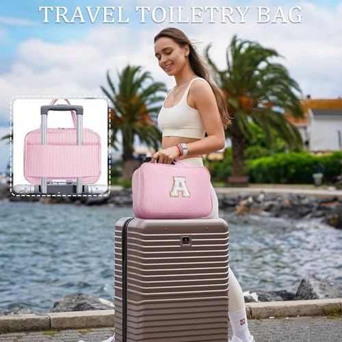 YOOLIFE Hanging Toiletry Bag - Large Capacity Personalized Travel Toiletry Bag for Women, Cruise Ship Essentials - Letter S, Blue3