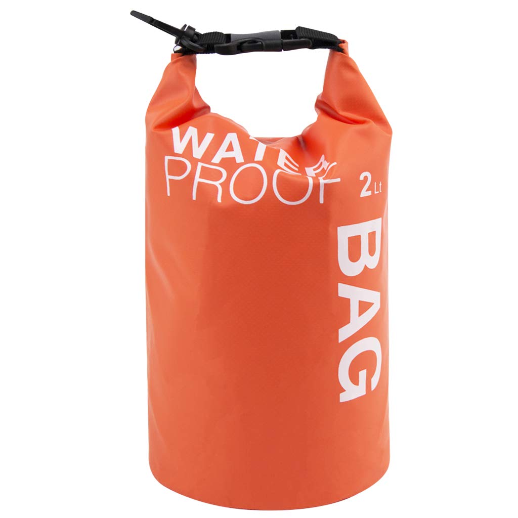 Uncle Paul Boat Dry Bags - Orange 2L Waterproof Bag for Drifting Boating Kayaking Fishing Rafting Swimming Camping Canoeing Surfing 2 litres