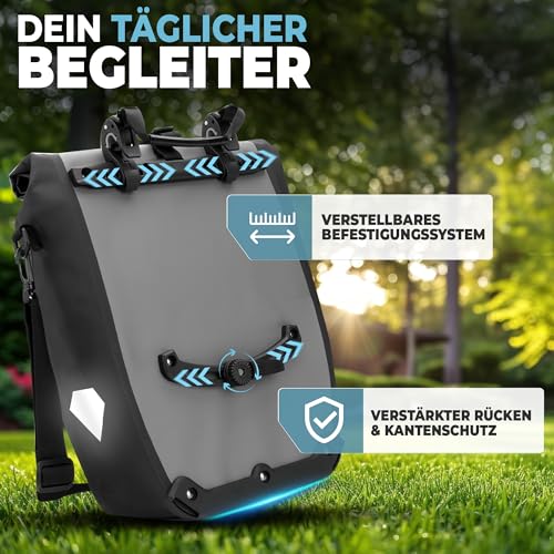 RADGEIST Fahrradtasche für Gepäckträger - Tasche für Fahrrad Gepäckträger - Gepäckträgertasche wasserdicht & Umhängetasche - Radtasche mit Reflektoren