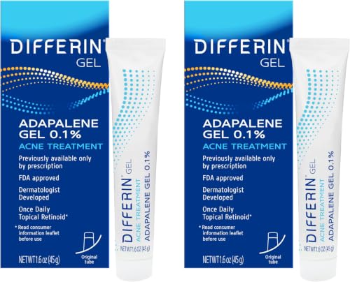 Image of Differin Acne Treatment Gel, 60 Day Supply, Retinoid Treatment for Face with 0.1% Adapalene, Gentle Skin Care for Acne Prone Sensitive Skin, 15g Tube (Pack of 12) (Packaging May Vary)