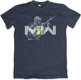 Teamzad Modern Soldier Ready for Warfare 2 Gamer Navy T Shirt Medium