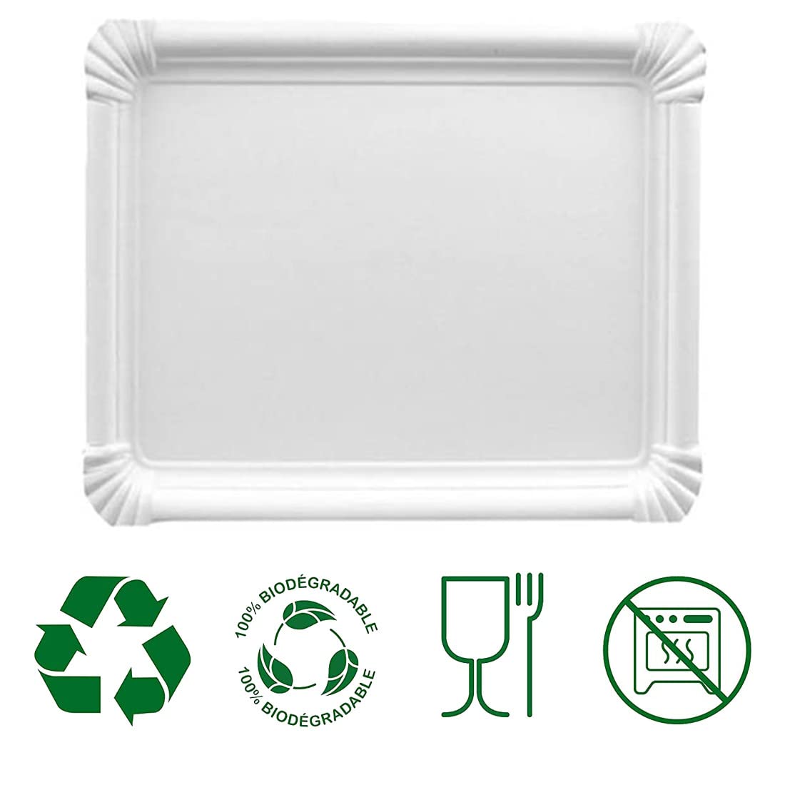 MAQA 10 kg Plateau rectangulaire pour confiseries, pâtisseries, pizzas, Plateaux en papier blanc de différentes tailles, plateaux jetables pour les fêtes 37x51 cm