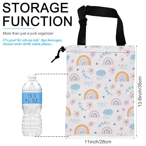 Image of Car Trash Bag Hanging Cloud Rainbow Flower Car Trash Can Waterproof Garbage Bag Hanging for Car Back Seat