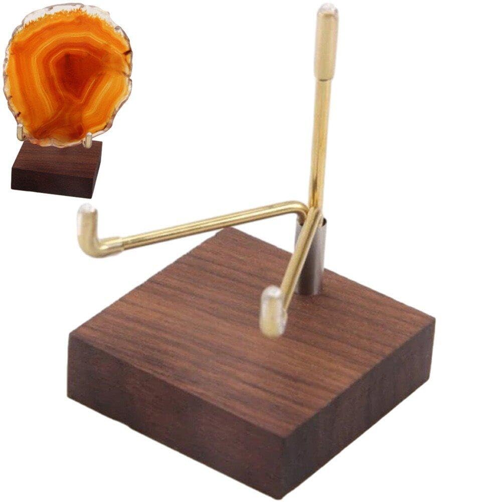 Hrippy Style 2 Minerals Fossils Display Stand With Wooden Base Display Holder Versatile Crystal Display For Crystal Mineral Display