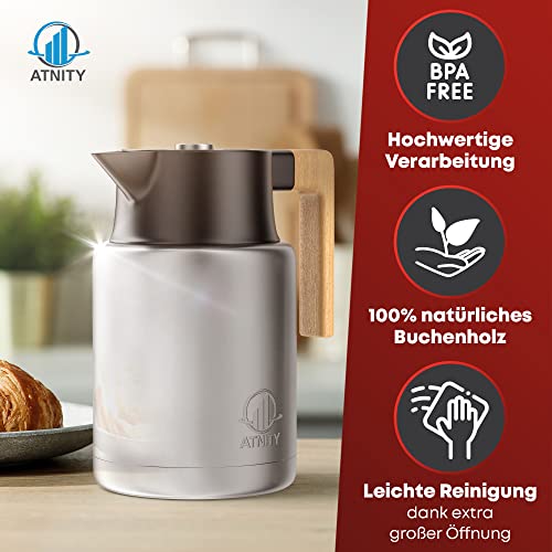 WYYHQO Thermoskanne Mit Teesieb 1000ml - Edelstahl Isolierkanne Für Kaffee & Tee