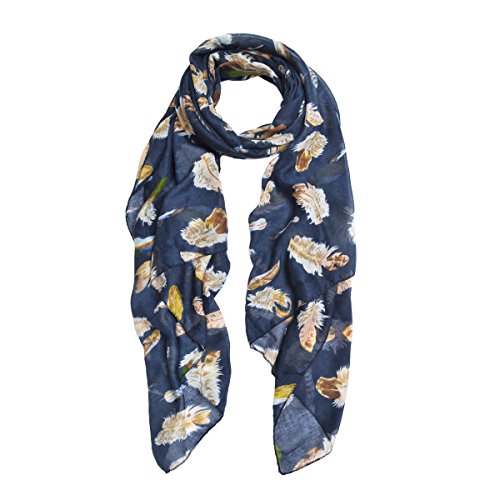 TrendsBlue Elegant Women's Feather Print Fashion Scarf Wrap