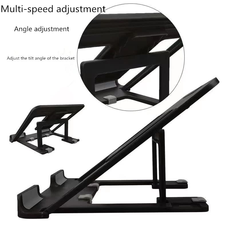 EYUVAA LABEL Adjustable Laptop Stand Patented Riser Ventilated Portable Foldable Tablet Stand Desk Table Laptop Holder with Free Phone Stand (Black) 1