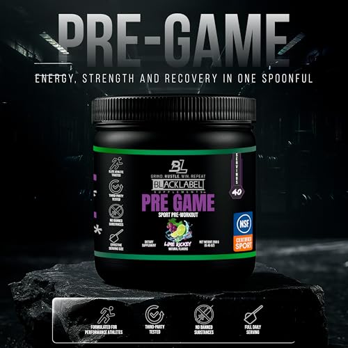 Image of Blacklabel PRE-Game NSF Certified for Sport Pre-Workout (Lime Rickey) | Customizable 150mg Caffeine for Energy and Focus, Low-Stimulant Pre Workout for Men and Women, 40 Servings
