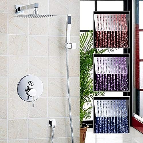 Pomme de douche murale chromée 3 fonctions jet cascade et pluie avec douchette flexible