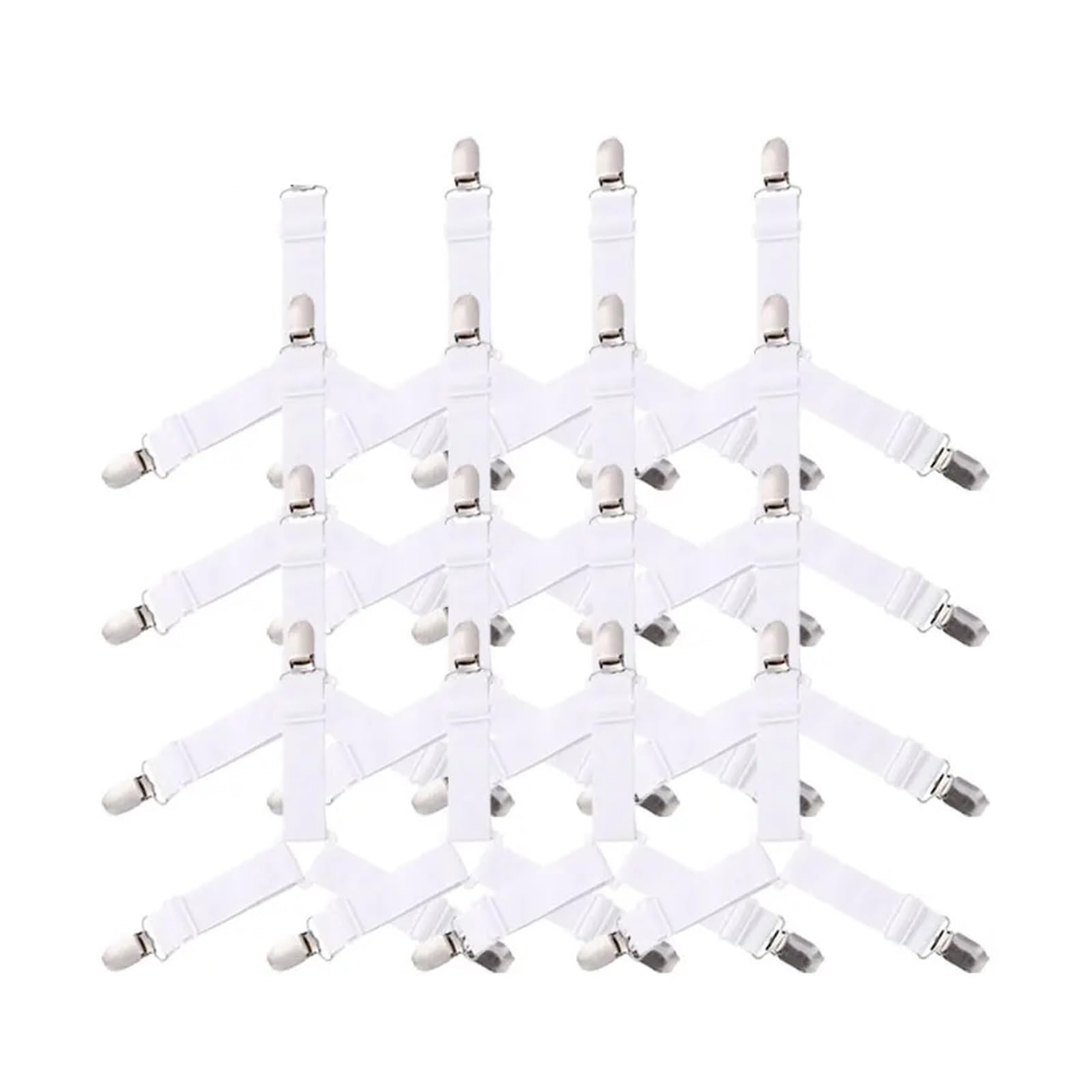 GSJNHY Bed Sheet Grippers Belt 16/4Pcs/Set Adjustable Bed Sheet Grippers Belt Fastener Clips Mattress Cover Blankets Quilt Holder Organize Gadgets for Bedding(3 Heads White(16Pcs))