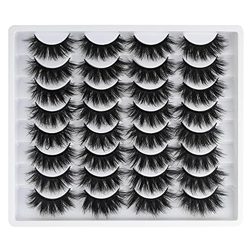 False Eyelashes Lashes 22mm Fluffy Full Thick Lashes Dramatic Long 6D Faux Mink Lashes Pack Crossed Soft Reusable Handmade Fake Eyelashes, 16 Pairs Pack by Pawotence