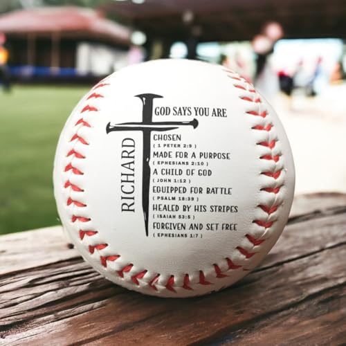 Jesuspirit - Christian Gifts for Men - Personalized Baseball Ball, Leather Baseball for Dad, Unique Gift for Him (God Says You are)
