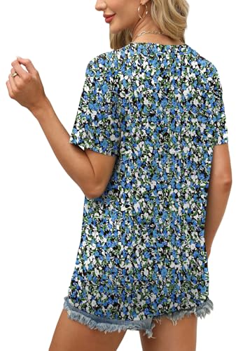 Image of WEESO Womens Tops Summer Short Sleeve V Neck Blouses Business Casual Loose Fit Tshirts Trendy Fashion Outfits