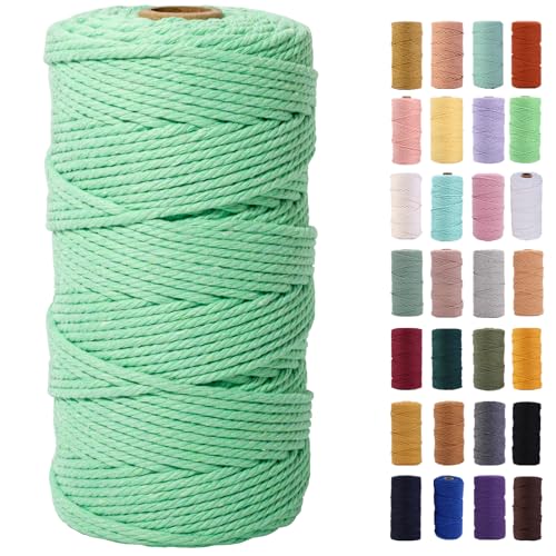 Cordón de macramé verde aguamarina de 3 mm para colgar plantas y tapices de pared 2