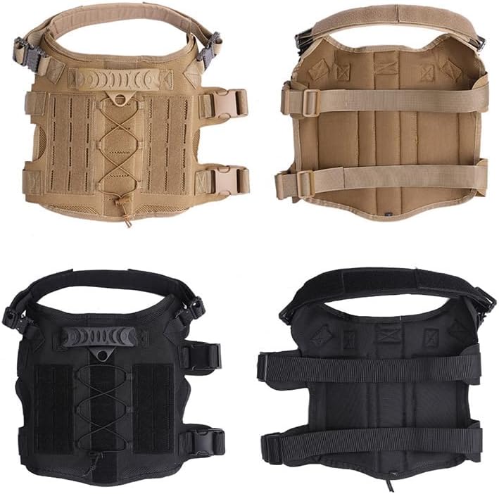 Outdoor Hunting Dog Clothes Molle Load Jacket Gear Vest Carrier Tactical Dog Training Vest Harnesses - Black L