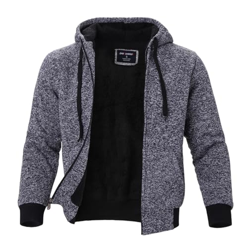 Image of LeeHanTon Sherpa Lined Hoodies for Men Heavyweight Full Zip Up Sweatshirt Thick Fleece Winter Warm Work Jackets Plus Size